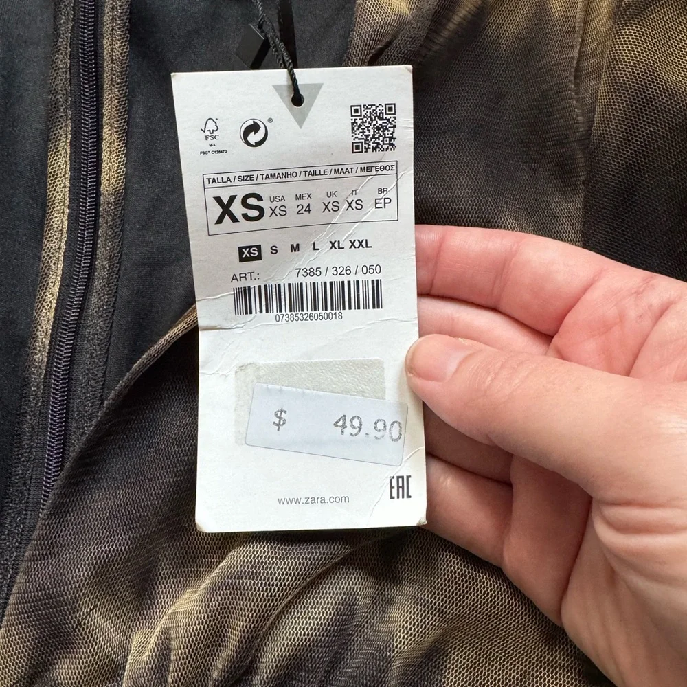 Zara Black and Brown Long Sleeve Dress - Picture 4 of 8